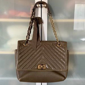 Lanvin Large Quilted Happy Bag in Olive Brown